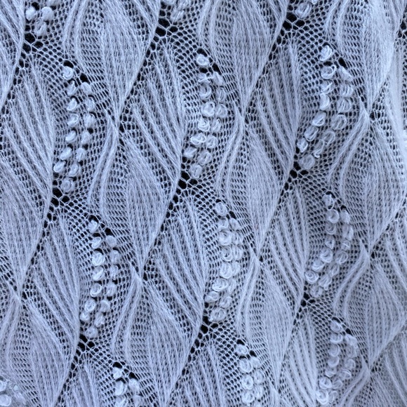 Vintage 60s White Cardigan Pointelle Sweater - Picture 5 of 8